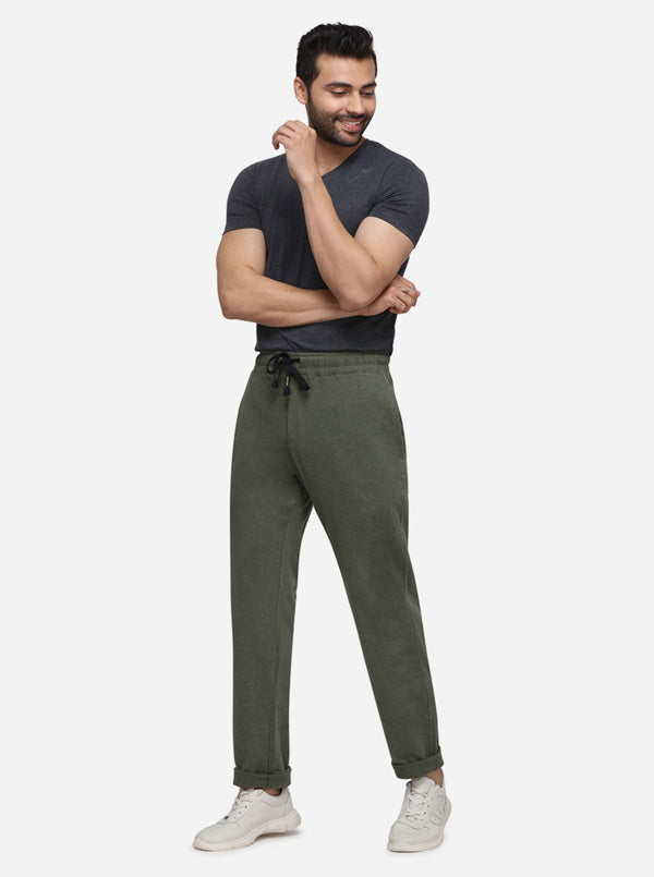 Olive Green Solid Regular Fit Track Pant | JadeBlue