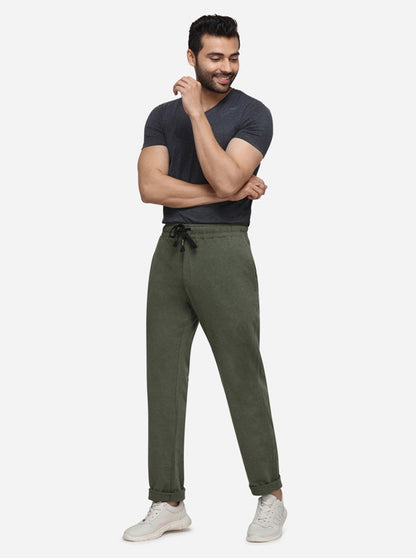 Olive Green Solid Regular Fit Track Pant | JadeBlue