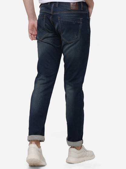 Dark Blue Slim Fit Solid Jeans | JB Sport