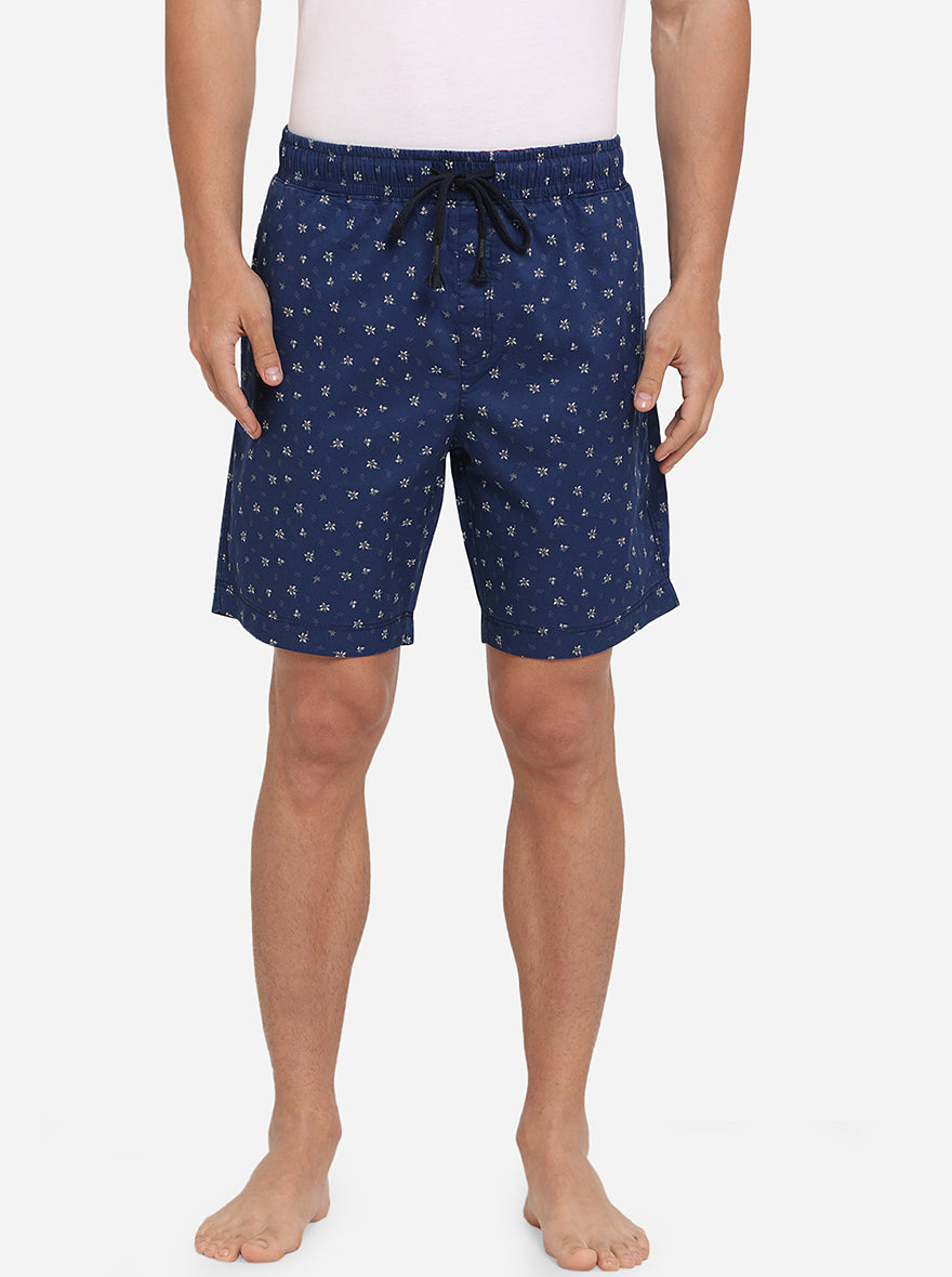 Navy Blue Printed Regular Fit Boxer Shorts | JadeBlue