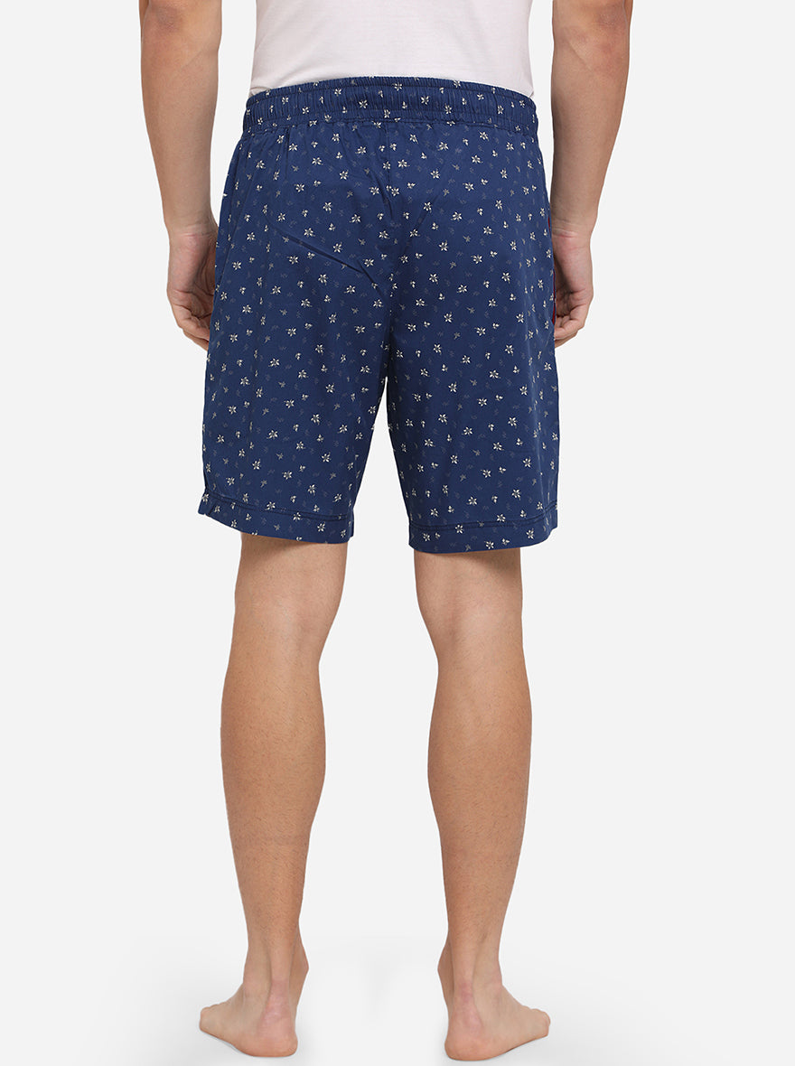 Navy Blue Printed Regular Fit Boxer Shorts | JadeBlue