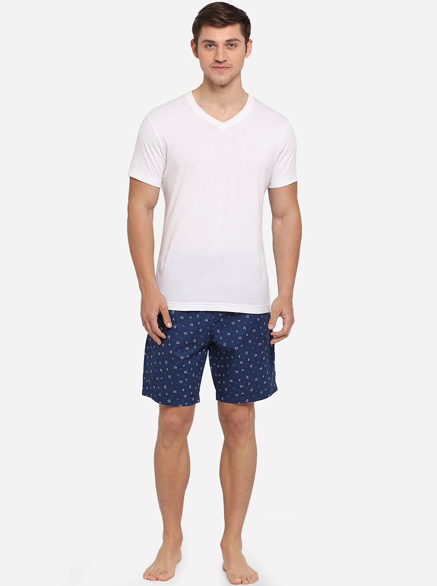 Navy Blue Printed Regular Fit Boxer Shorts | JadeBlue