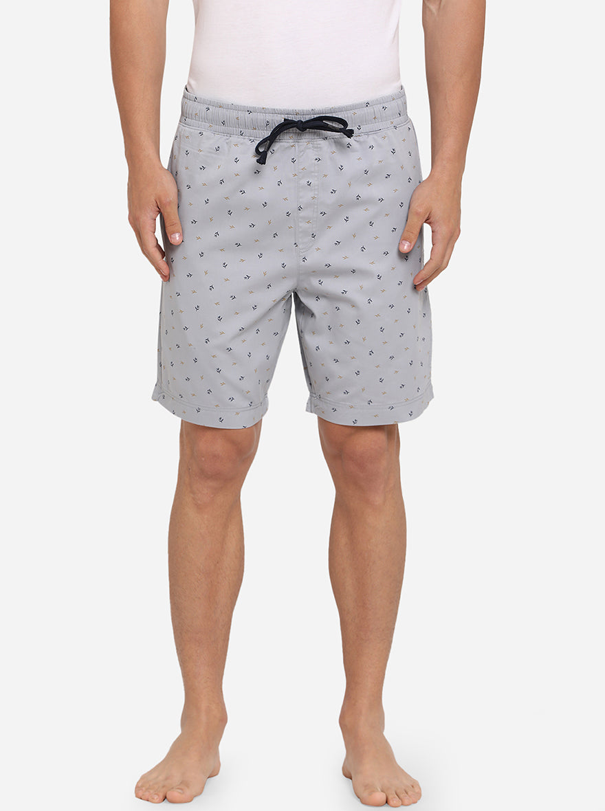 Light Grey Printed Regular Fit Boxer Shorts | JadeBlue