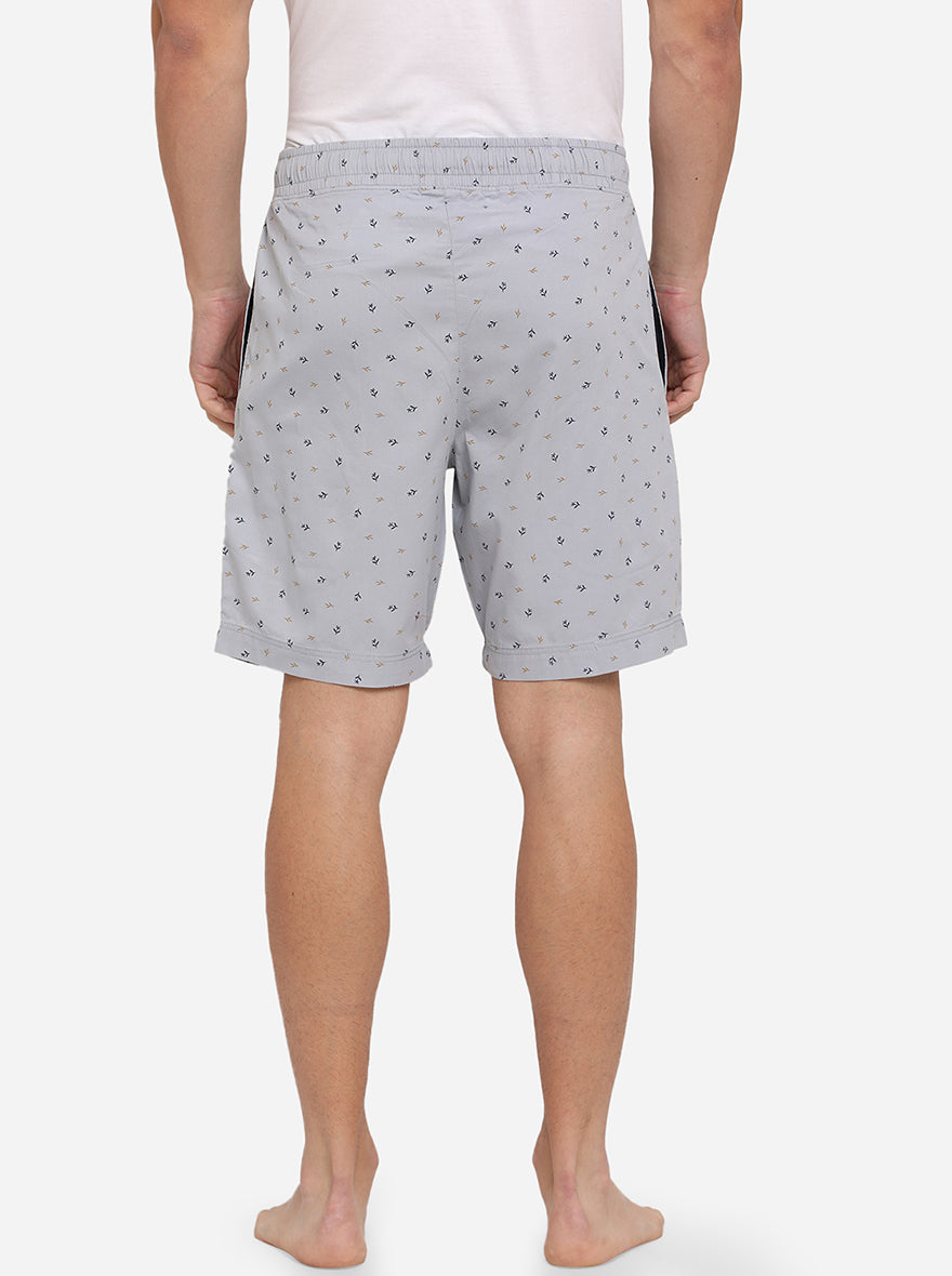 Light Grey Printed Regular Fit Boxer Shorts | JadeBlue