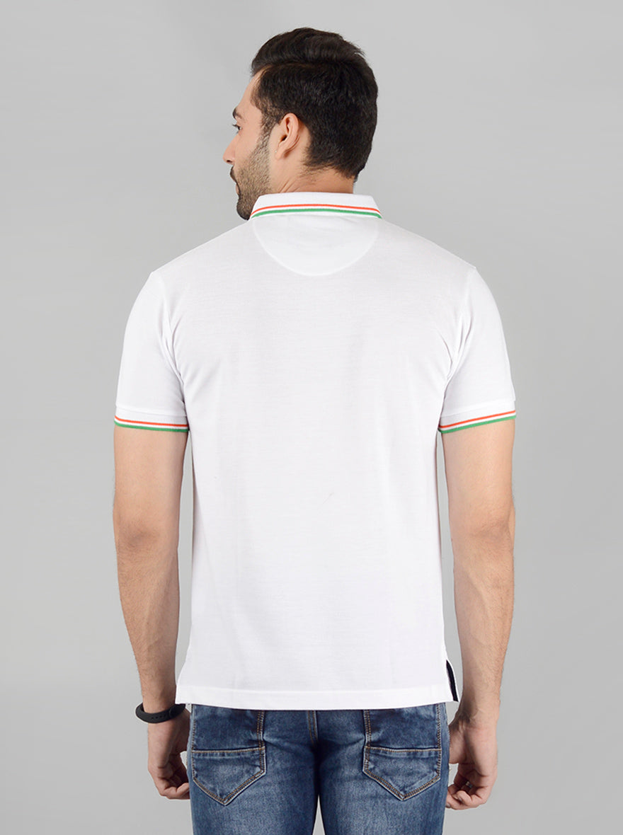 White Solid Slim Fit Polo T-Shirt | JB Sport