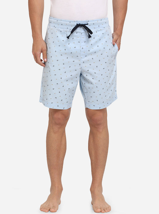 Sky Blue Printed Regular Fit Boxer Shorts | JadeBlue