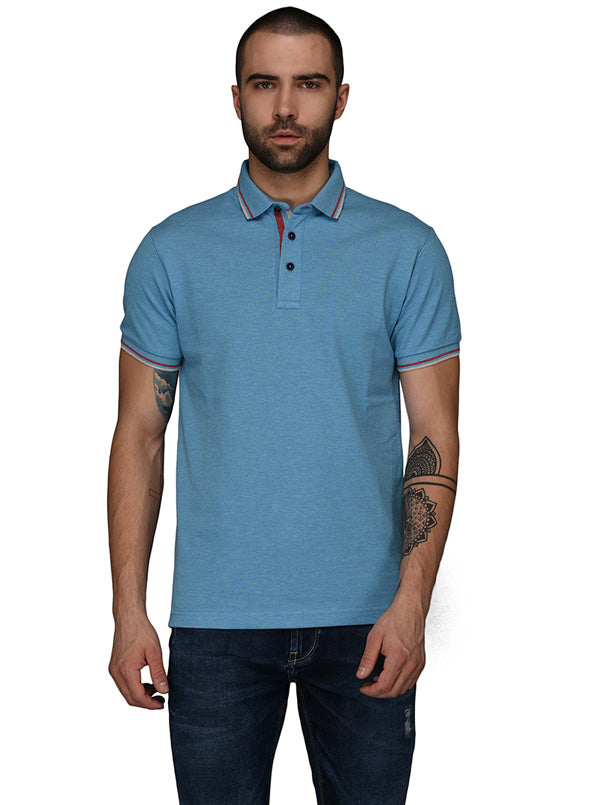 Bright Blue Slim Fit Polo T-Shirt | JB Sport