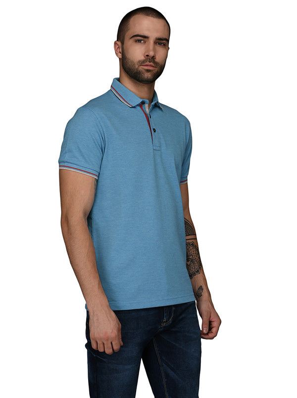 Bright Blue Slim Fit Polo T-Shirt | JB Sport