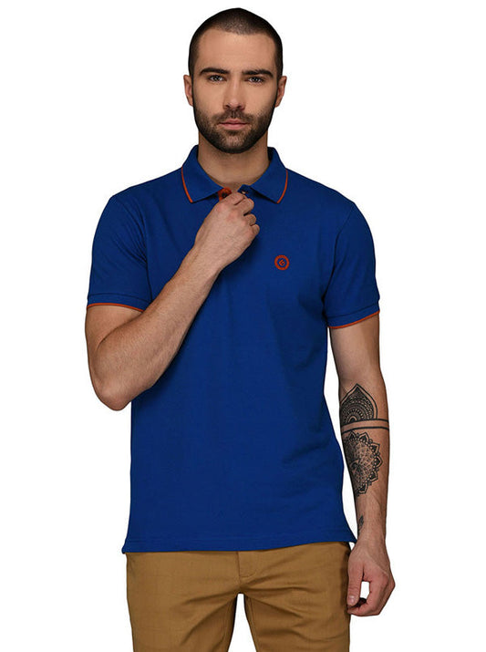 Greenfibre Royal Blue Slim Fit Polo T-Shirt