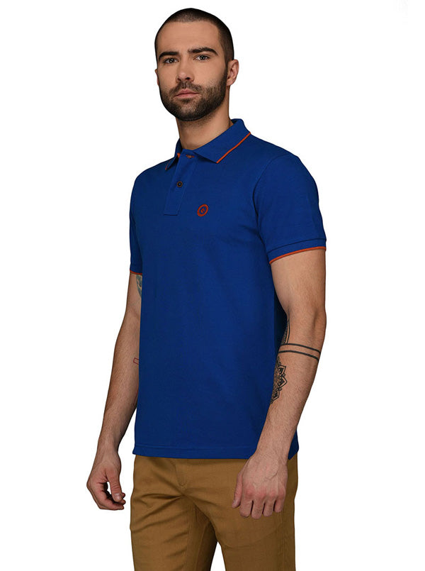 Greenfibre Royal Blue Slim Fit Polo T-Shirt