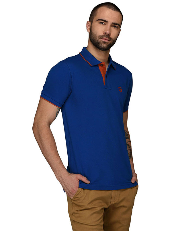 Greenfibre Royal Blue Slim Fit Polo T-Shirt