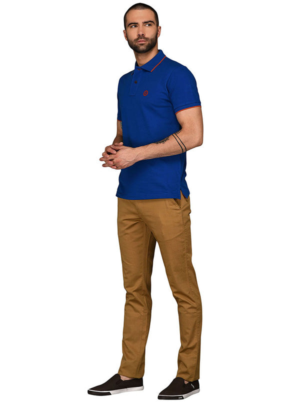 Greenfibre Royal Blue Slim Fit Polo T-Shirt