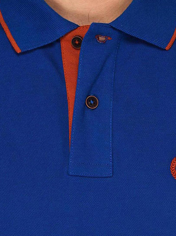 Greenfibre Royal Blue Slim Fit Polo T-Shirt