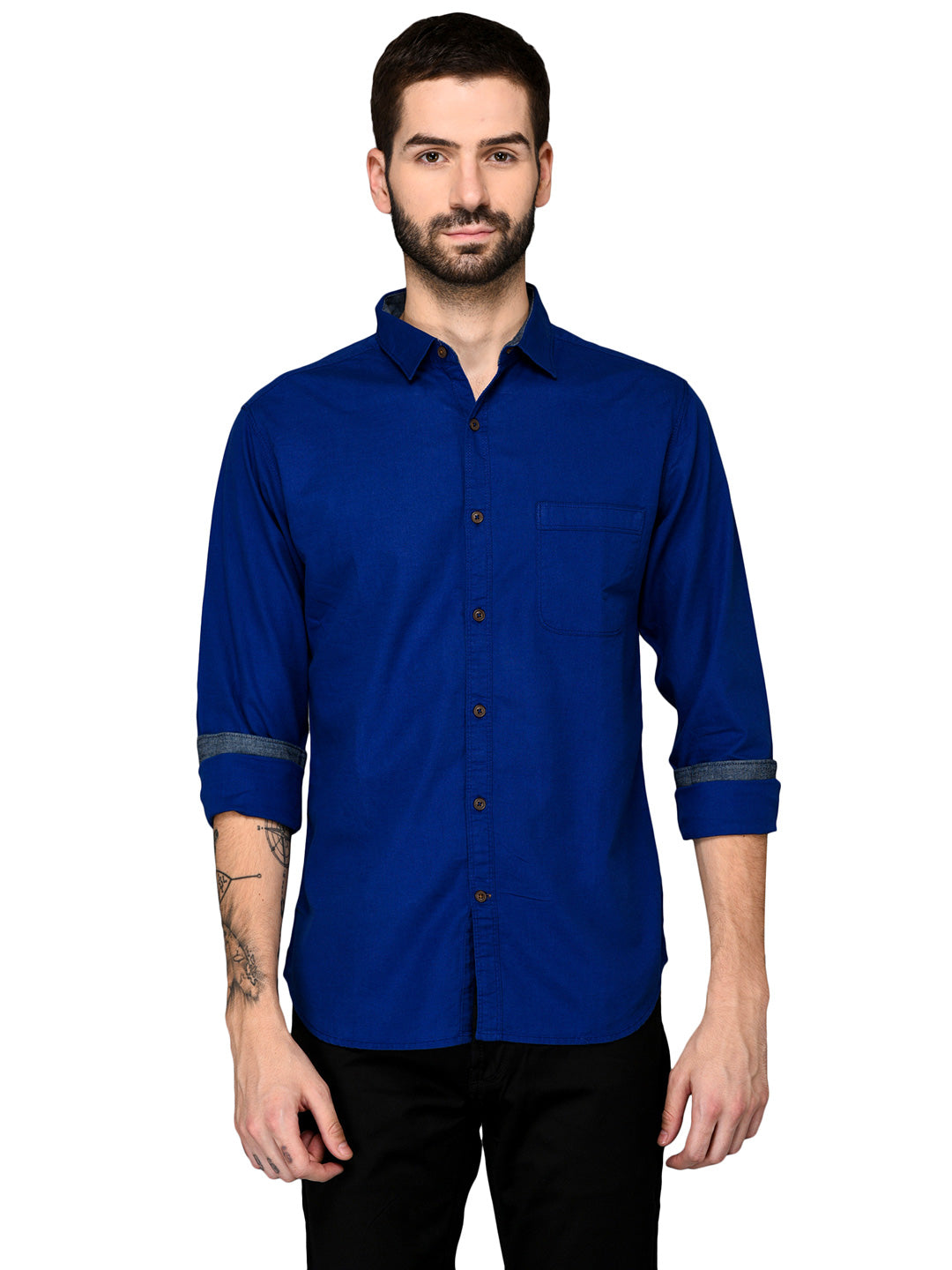 Greenfibre Royal Blue Slim Fit Casual Shirt