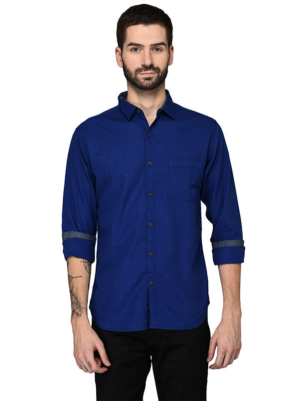 Greenfibre Royal Blue Slim Fit Casual Shirt