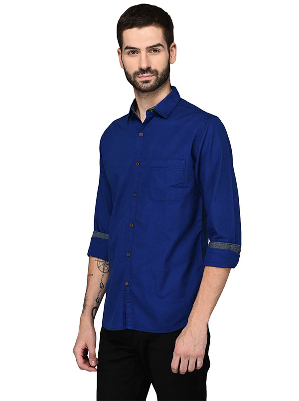 Greenfibre Royal Blue Slim Fit Casual Shirt