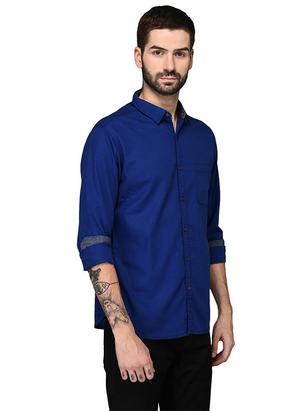 Greenfibre Royal Blue Slim Fit Casual Shirt