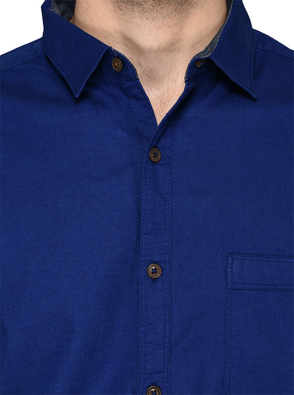 Greenfibre Royal Blue Slim Fit Casual Shirt