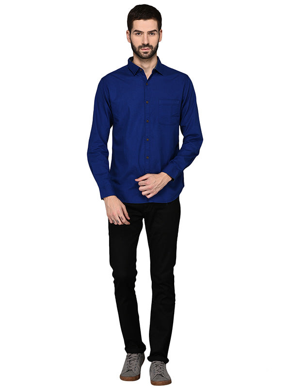 Greenfibre Royal Blue Slim Fit Casual Shirt