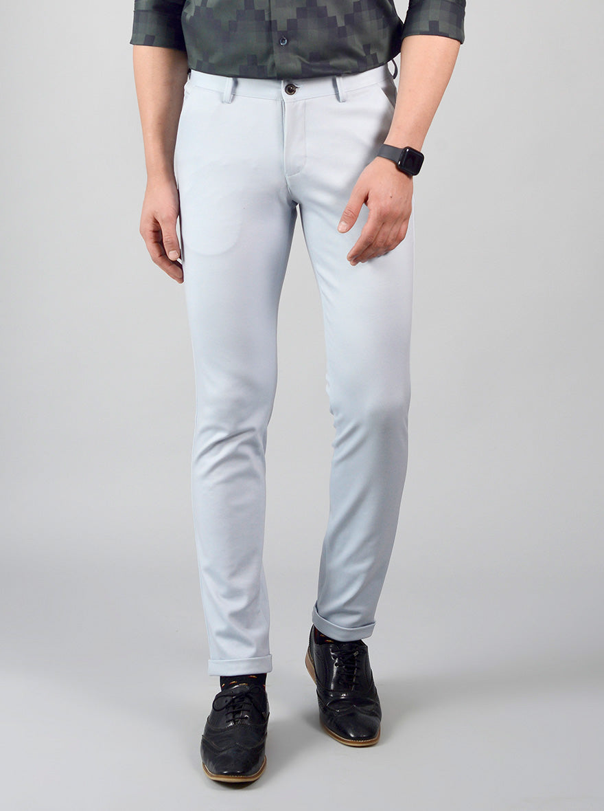 Pearl Blue Solid Slim Fit Chinos | JB Sport