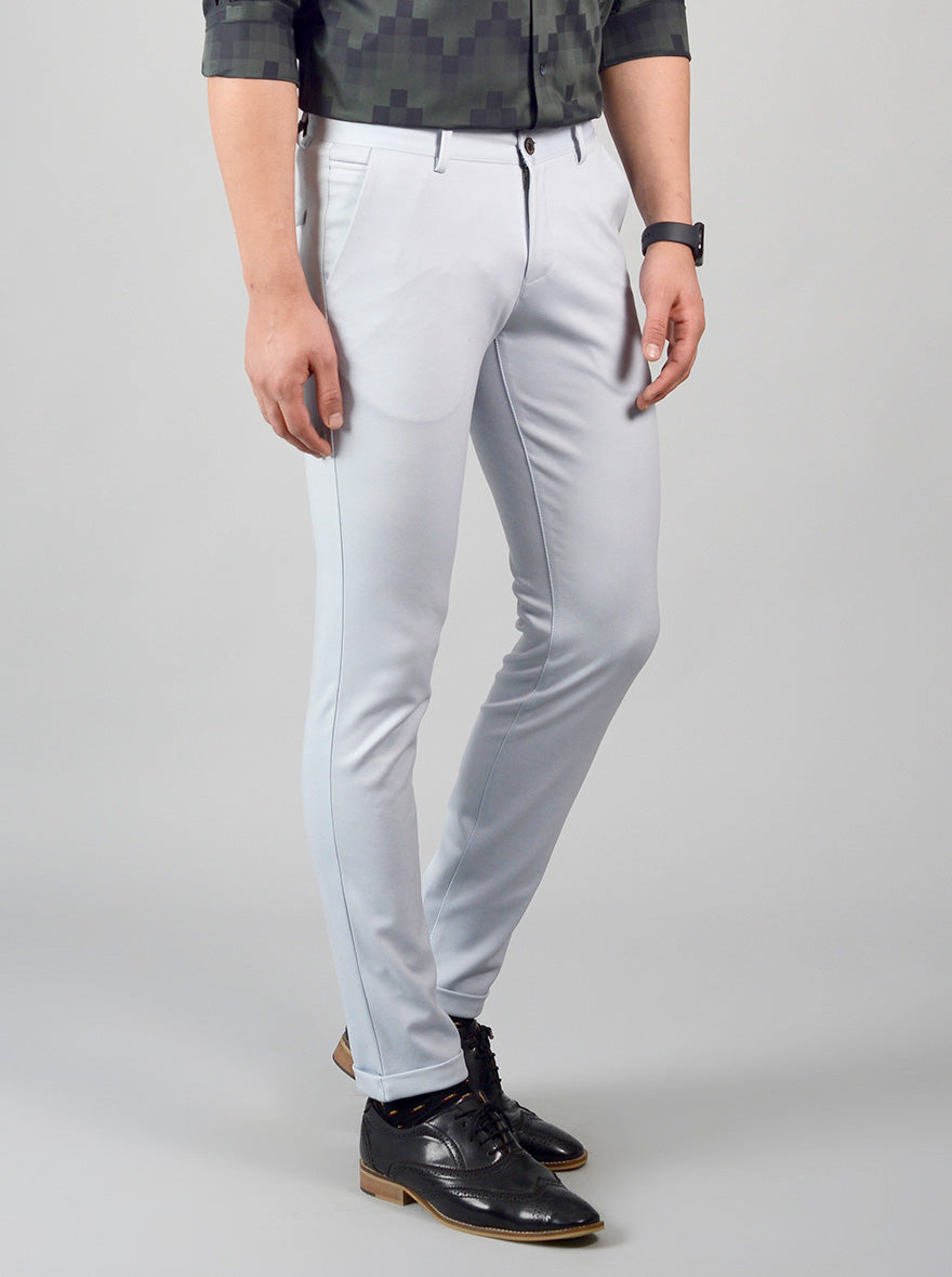 Pearl Blue Solid Slim Fit Chinos | JB Sport