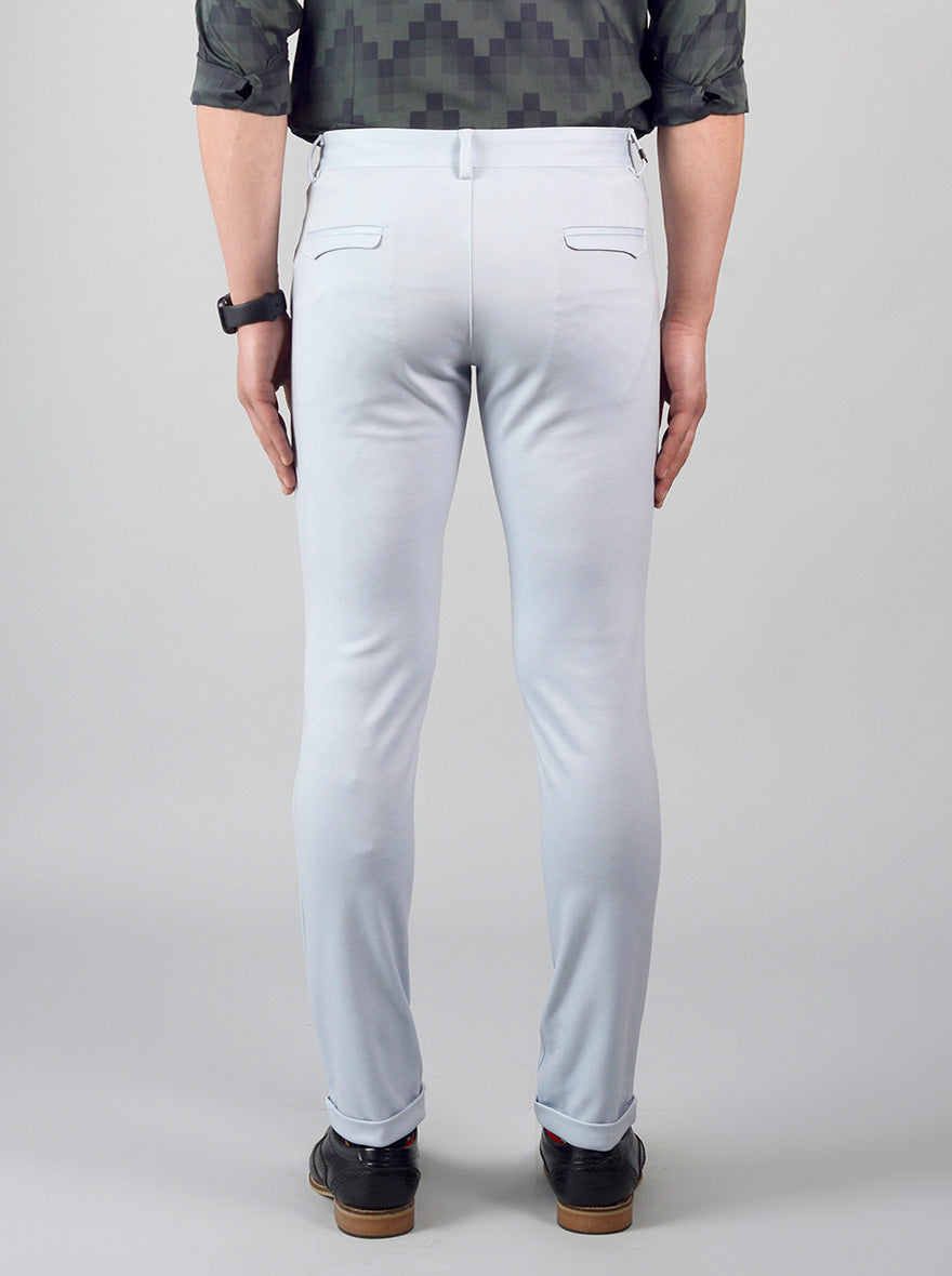 Pearl Blue Solid Slim Fit Chinos | JB Sport