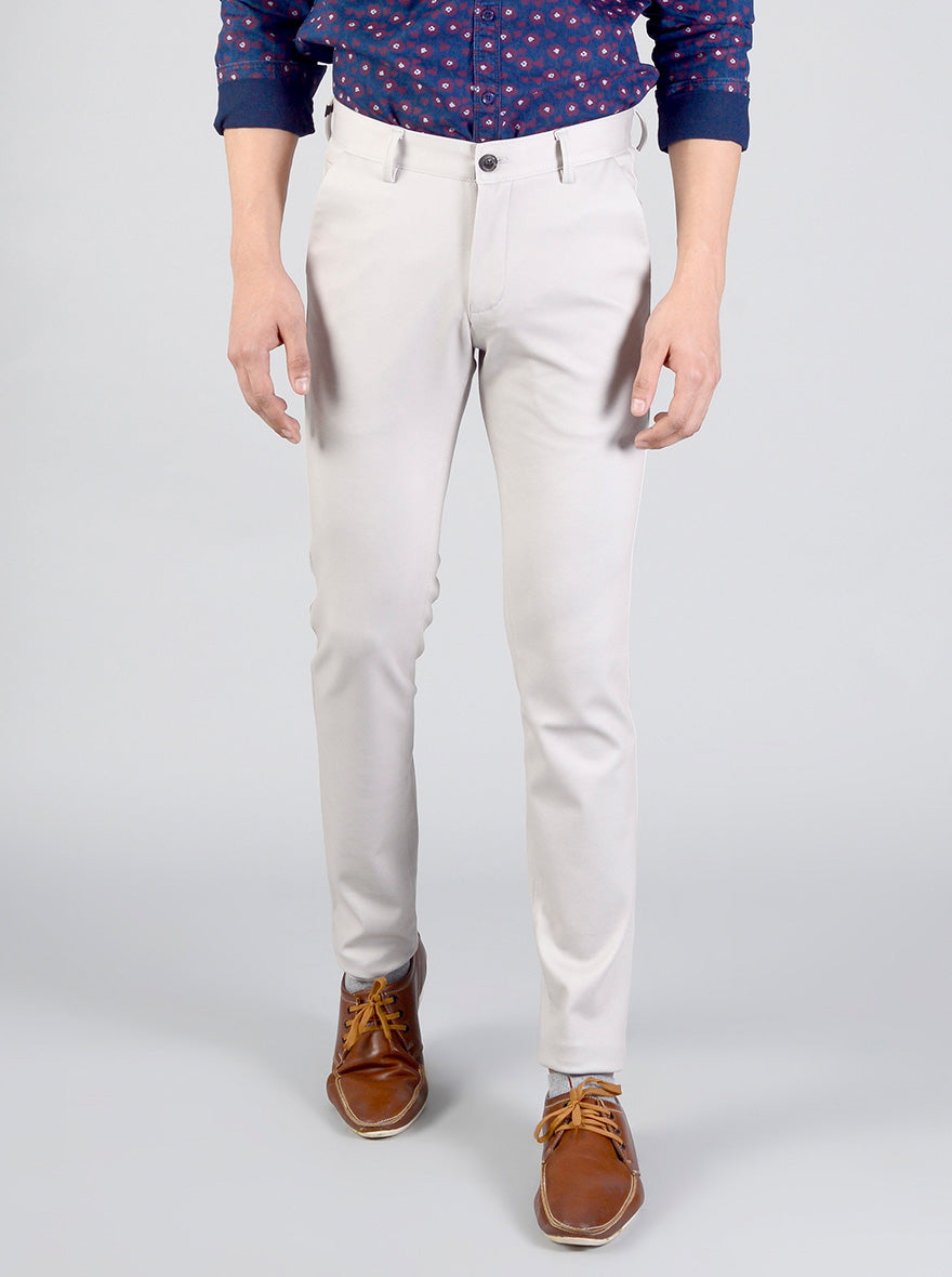 Chateau Grey Solid Slim Fit Casual Trouser | JadeBlue