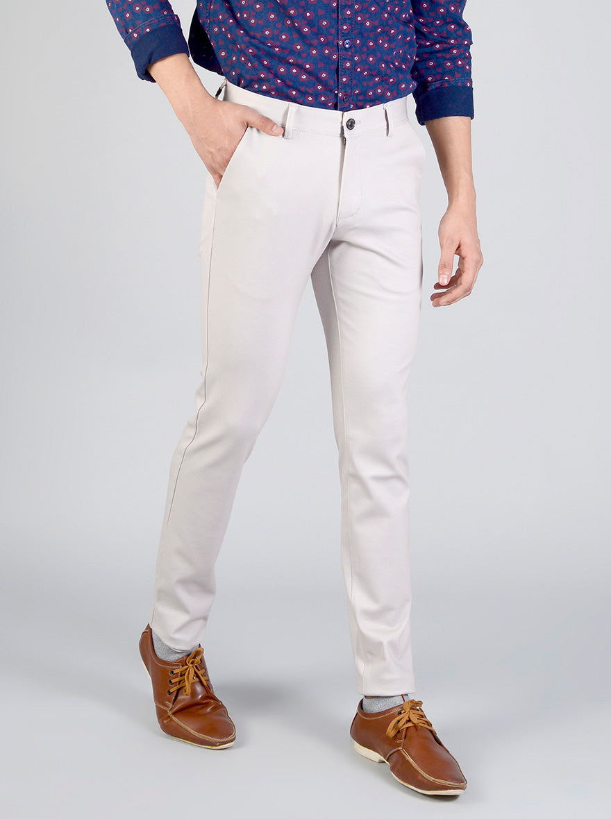 Chateau Grey Solid Slim Fit Casual Trouser | JadeBlue