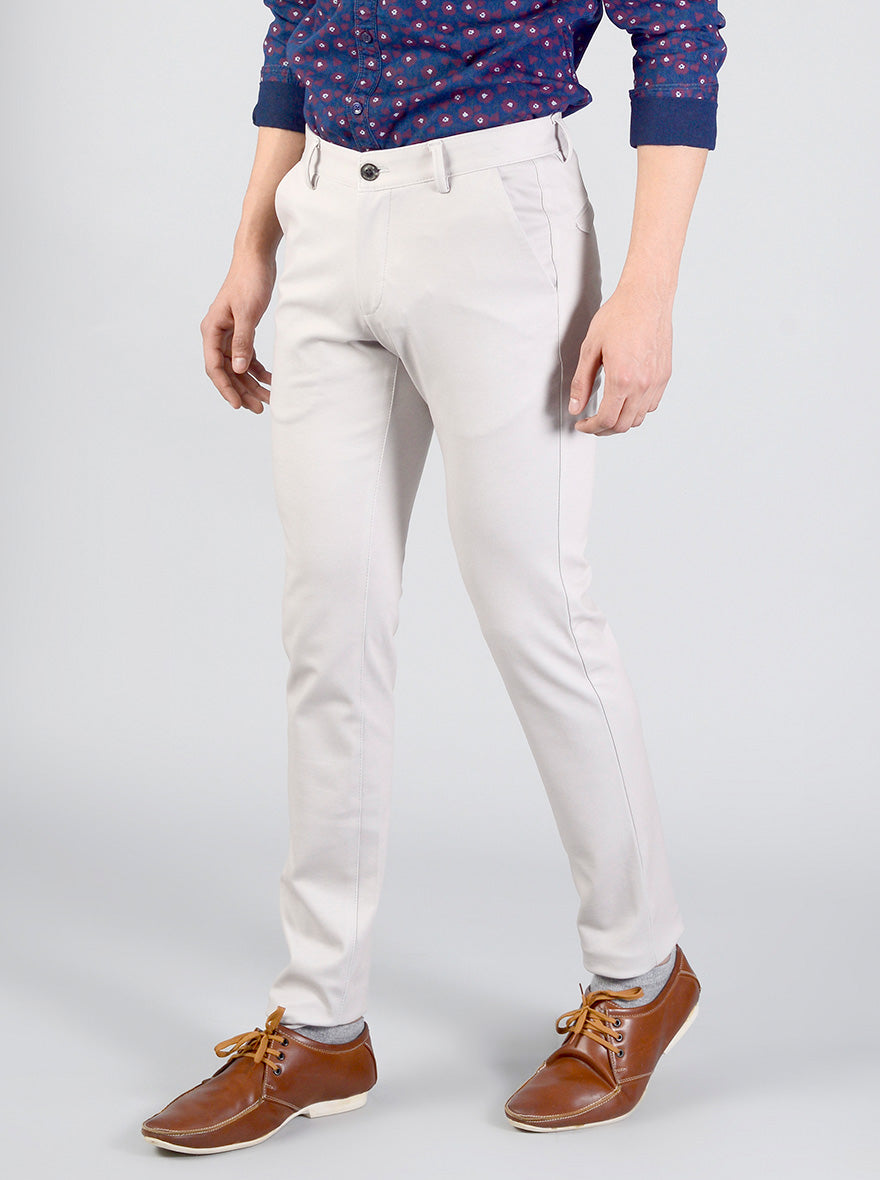 Chateau Grey Solid Slim Fit Casual Trouser | JadeBlue