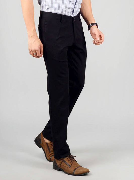 Black Solid Slim Fit Casual Trouser | JB Sport