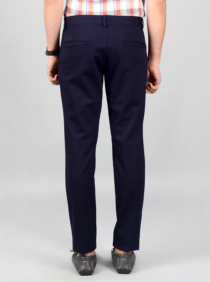 Deep Blue Solid Slim Fit Casual Trouser | JB Sport