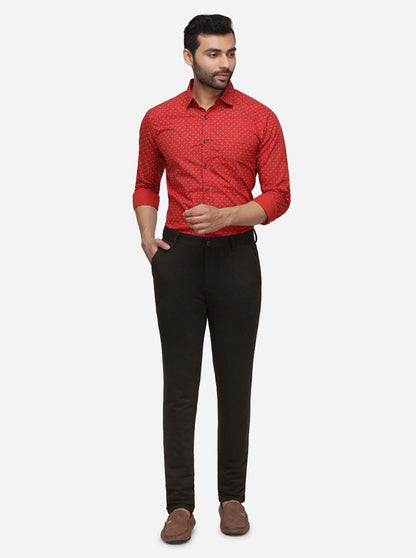 Dark Brown Solid Venice Fit Casual Trouser | JadeBlue Sport