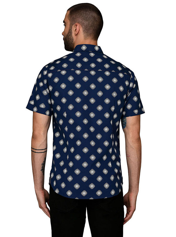 Greenfibre Summer Blue Printed Slim Fit Casual Shirt
