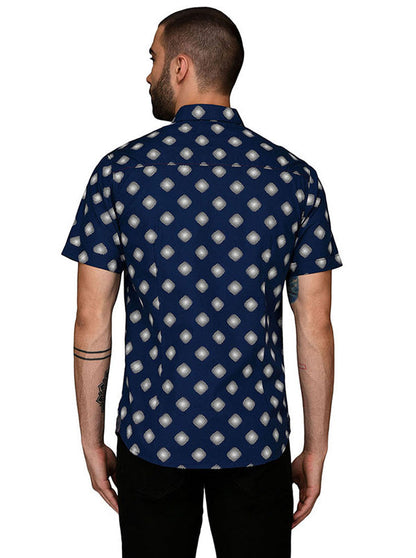 Greenfibre Summer Blue Printed Slim Fit Casual Shirt
