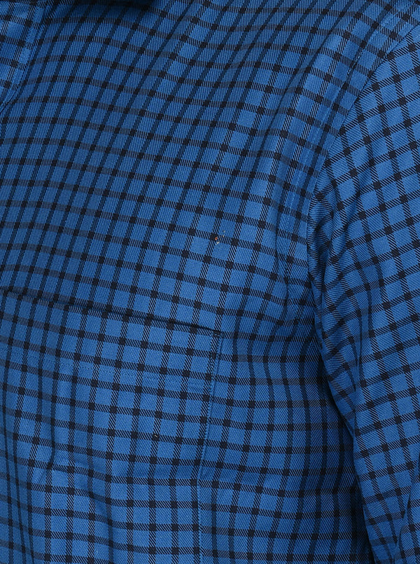 JadeBlue Blue Checked  Regular Fit Formal Shirt