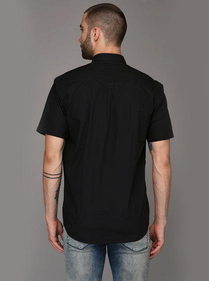 Greenfibre Black Regular Fit Casual Shirt