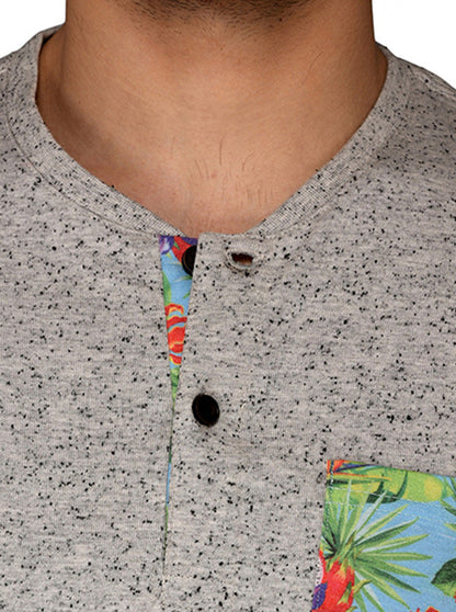 Light Grey Slim Fit Henley T-Shirt | JB Sport