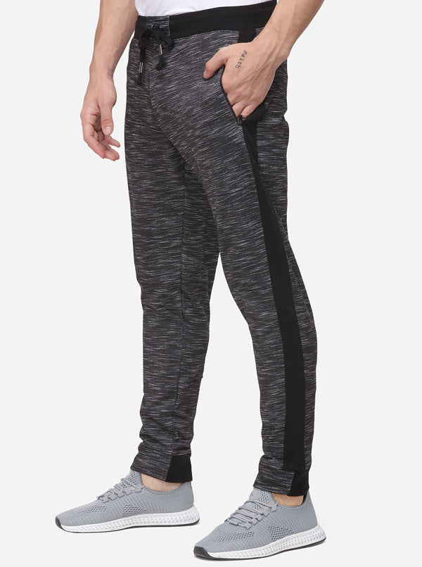 Black Slim Fit Striped Track Pants | JadeBlue