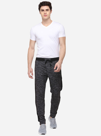 Black Slim Fit Striped Track Pants | JadeBlue