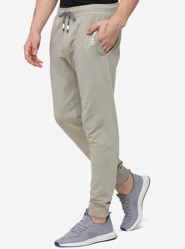 Stone Grey Regular Fit Solid Track Pants | JadeBlue