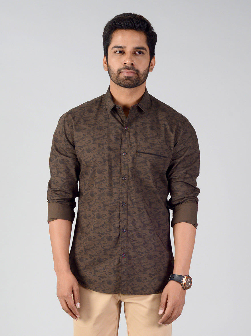 Ivy Green Printed Slim Fit Casual Shirt | Greenfibre