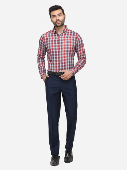 Red & White Checked Slim Fit Casual Shirt | JB Sport