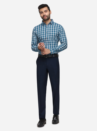 Green & White Checked Slim Fit Casual Shirt | JB Sport