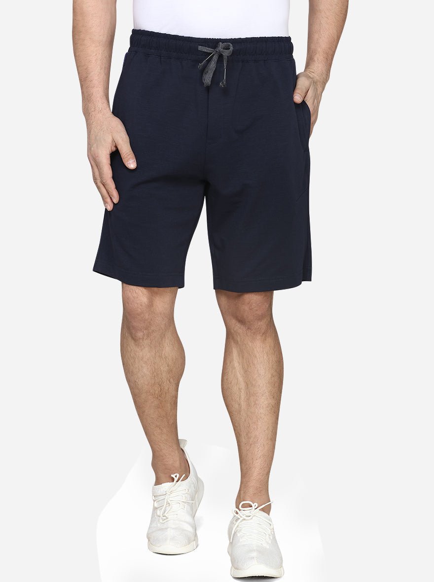 Dress Blue Solid Regular Fit Shorts  | JadeBlue