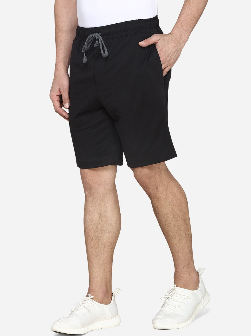 Night Black Solid Regular Fit Shorts  | JadeBlue