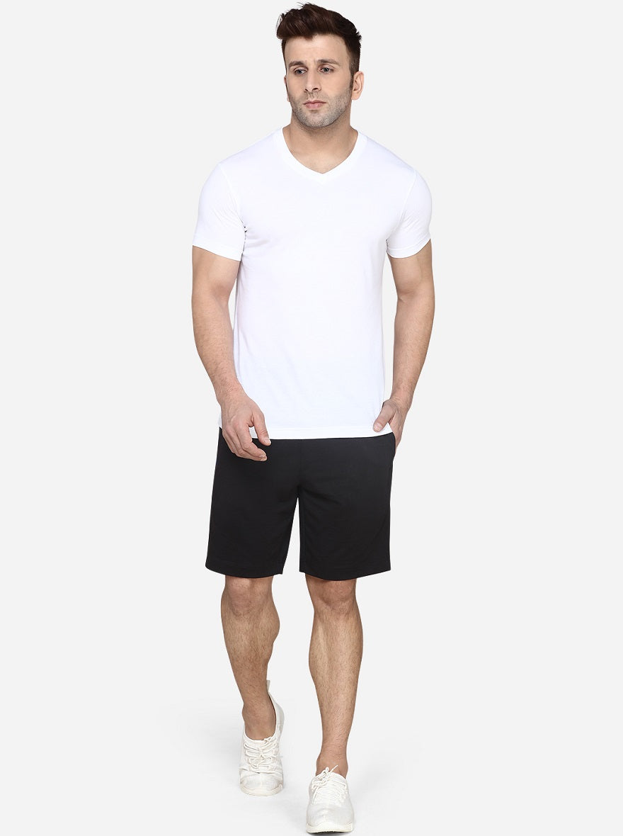 Night Black Solid Regular Fit Shorts  | JadeBlue