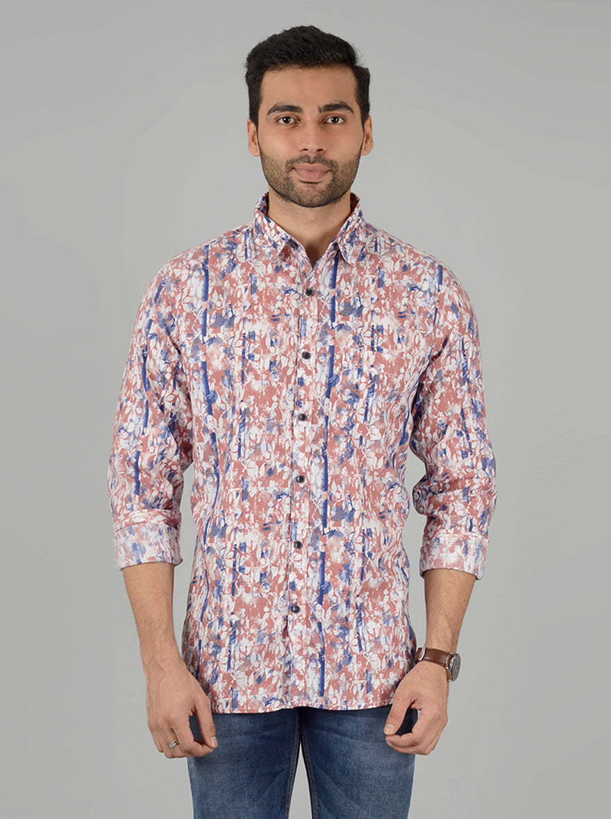 Red Printed Slim Fit Casual Shirt | JB Sport