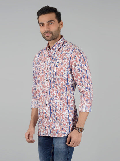 Red Printed Slim Fit Casual Shirt | JB Sport