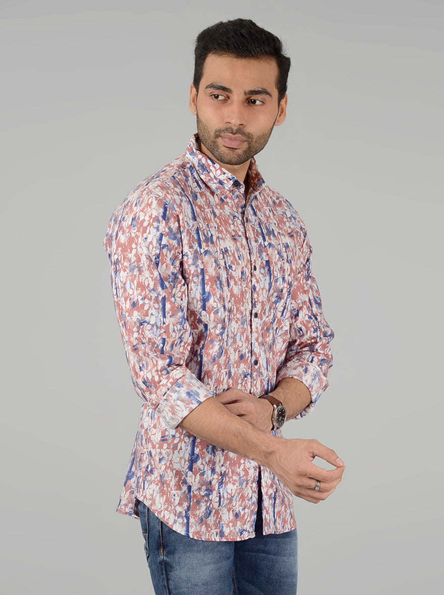 Red Printed Slim Fit Casual Shirt | JB Sport