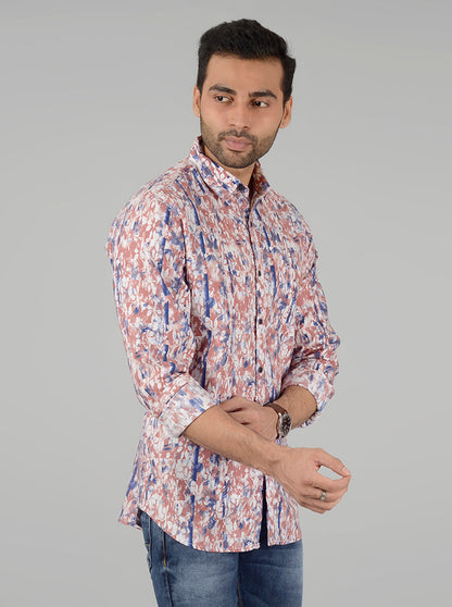 Red Printed Slim Fit Casual Shirt | JB Sport
